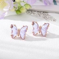 Women's Simple Style Butterfly Alloy Ear Studs Inlaid Crystal Crystal Earrings sku image 6