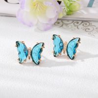 Women's Simple Style Butterfly Alloy Ear Studs Inlaid Crystal Crystal Earrings main image 2
