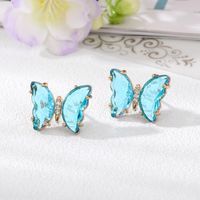 Women's Simple Style Butterfly Alloy Ear Studs Inlaid Crystal Crystal Earrings main image 3