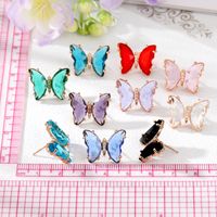 Women's Simple Style Butterfly Alloy Ear Studs Inlaid Crystal Crystal Earrings main image 4