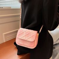Women's Basic Streetwear Solid Color Quilted Chain Square Magnetic Buckle Square Bag Pu Leather Shoulder Bags main image 4