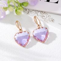 Women's Simple Style Heart Shape Alloy Earrings Inlaid Crystal Crystal Earrings sku image 2