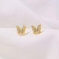 Fashion Moon Butterfly Copper Ear Studs Zircon Copper Earrings main image 7