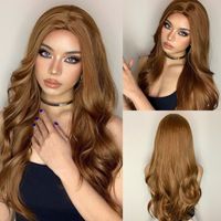 Women's Golden Long Curly Hair Split Big Wave Wig Chemical Fiber Long Hair Wig Wig main image 1