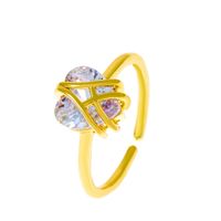 Women's Luxurious Heart Copper Zircon Ring Inlay sku image 1