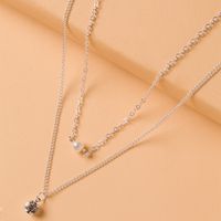 Wholesale Jewelry Fashion Solid Color Imitation Pearl Iron Rhinestones Layered Plating Necklace main image 2