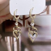 Women's Fashion Heart Shape Metal Earrings Plating Rhinestones Earrings sku image 1
