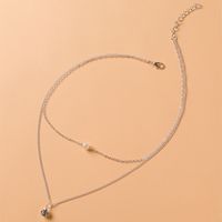 Wholesale Jewelry Fashion Solid Color Imitation Pearl Iron Rhinestones Layered Plating Necklace main image 3