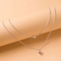Wholesale Jewelry Fashion Solid Color Imitation Pearl Iron Rhinestones Layered Plating Necklace sku image 1