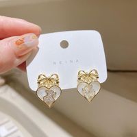 Women's Cute Heart Alloy Earrings Plating Rhinestones Earrings sku image 1