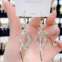 Women's Elegant Rhombus Brass Earrings Plating Rhinestones Earrings main image 1