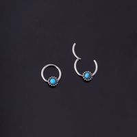 Unisex Fashion Circle Stainless Steel Metal Nose Ring Polishing Inlay Turquoise main image 1