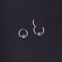 Unisex Fashion Circle Stainless Steel Metal Nose Ring Polishing Inlay Turquoise main image 6