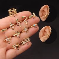 Ear Cartilage Rings & Studs Fashion Snake Copper Plating Inlay Zircon sku image 6