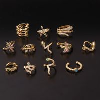 Ear Cartilage Rings & Studs Fashion Snake Copper Plating Inlay Zircon main image 3