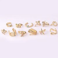 Ear Cartilage Rings & Studs Fashion Snake Copper Plating Inlay Zircon main image 1