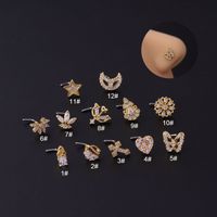 Anneaux De Nez Mode Fleurs Papillon Acier Inoxydable 316L Le Cuivre Placage Incruster Zircon main image 6