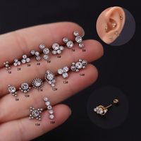 Mode Rond Placage Incruster Acier Inoxydable Métal Zircon Boucles D'oreilles main image 4