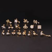 Ear Cartilage Rings & Studs Fashion Geometric 316 Stainless Steel  Copper Plating Inlay Zircon main image 1