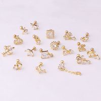 Ear Cartilage Rings & Studs Fashion Geometric 316 Stainless Steel  Copper Plating Inlay Zircon main image 4
