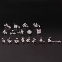 Ear Cartilage Rings & Studs Fashion Geometric 316 Stainless Steel  Copper Plating Inlay Zircon main image 6