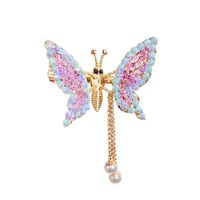 Women's Sweet Tassel Butterfly Imitation Pearl Alloy Headwear Rhinestones Hair Clip main image 3