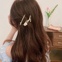 Women's Fashion Sweet Simple Style Flowers Alloy Headwear Plating Artificial Pearl Hair Clip main image 3