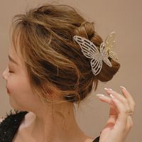 Women's Fashion Sweet Butterfly Alloy Headwear Plating Artificial Rhinestones Artificial Pearl Hair Claws sku image 3