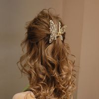 Frau Mode Süß Schmetterling Legierung Kopfbedeckung Überzug Künstliche Strasssteine Künstliche Perlen Haarkrallen main image 5