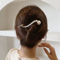 امرأة الموضة أسلوب بسيط هندسي الزهور سبائك أغطية الرأس تصفيح لؤلؤة اصطناعية مشبك شعر مخالب الشعر main image 6