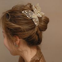 Femmes Mode Doux Papillon Alliage Couvre-chef Placage Strass Artificiels Perle Artificielle Griffes De Cheveux main image 6