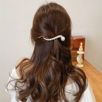 امرأة الموضة أسلوب بسيط هندسي الزهور سبائك أغطية الرأس تصفيح لؤلؤة اصطناعية مشبك شعر مخالب الشعر main image 2