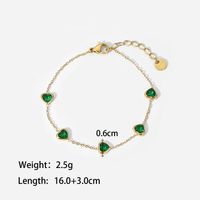 Women's Fashion Simple Style Geometric Heart Shape Stainless Steel Bracelets Artificial Gemstones Stainless Steel Bracelets sku image 1