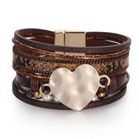 Bohemian Multi-layer Pearl Snake Pattern Leather Bracelet sku image 1