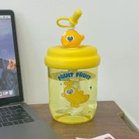 Cute Student Straw Cup Good-looking Girl Creative Ins Child's Plastic Water Cup Portable Manual Mixing Cup sku image 1