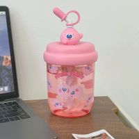 Cute Student Straw Cup Good-looking Girl Creative Ins Child's Plastic Water Cup Portable Manual Mixing Cup sku image 4