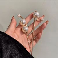 Women's Fashion Simple Style Geometric Metal Headwear Plating Artificial Pearls Hair Clip main image 5