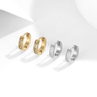 Women's Fashion Round Titanium Steel Gold Plated Zircon Earrings main image 1