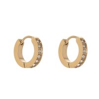 Women's Fashion Round Titanium Steel Gold Plated Zircon Earrings sku image 1