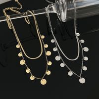 Fashion Geometric Round Stainless Steel Gold Plated No Inlaid Necklace sku image 2
