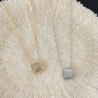 Fashion Square Stainless Steel Inlay Opal Necklace sku image 2