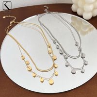 Fashion Geometric Round Stainless Steel Gold Plated No Inlaid Necklace main image 2
