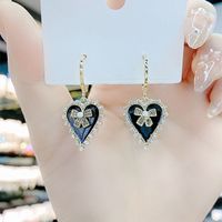 Women's Fashion Heart Shape Alloy Brass Earrings Plating Inlay Rhinestone Clip&cuff Earrings main image 2