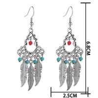 Ethnic Style Tassel Feather Alloy Plating Turquoise Earrings main image 4