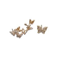 Sucré Papillon Alliage Incruster Diamant Artificiel Des Boucles D'oreilles main image 7