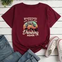 Women's T Shirt Short Sleeve T-shirts Printing Casual Letter main image 3