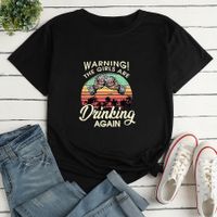 Women's T Shirt Short Sleeve T-shirts Printing Casual Letter main image 9
