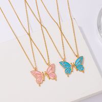 Fashion Butterfly Alloy Painted Plating Necklace main image 2