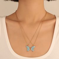 Fashion Butterfly Alloy Painted Plating Necklace main image 3