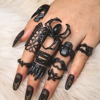 Spider Skull Alloy Paint No Inlaid Rings sku image 1